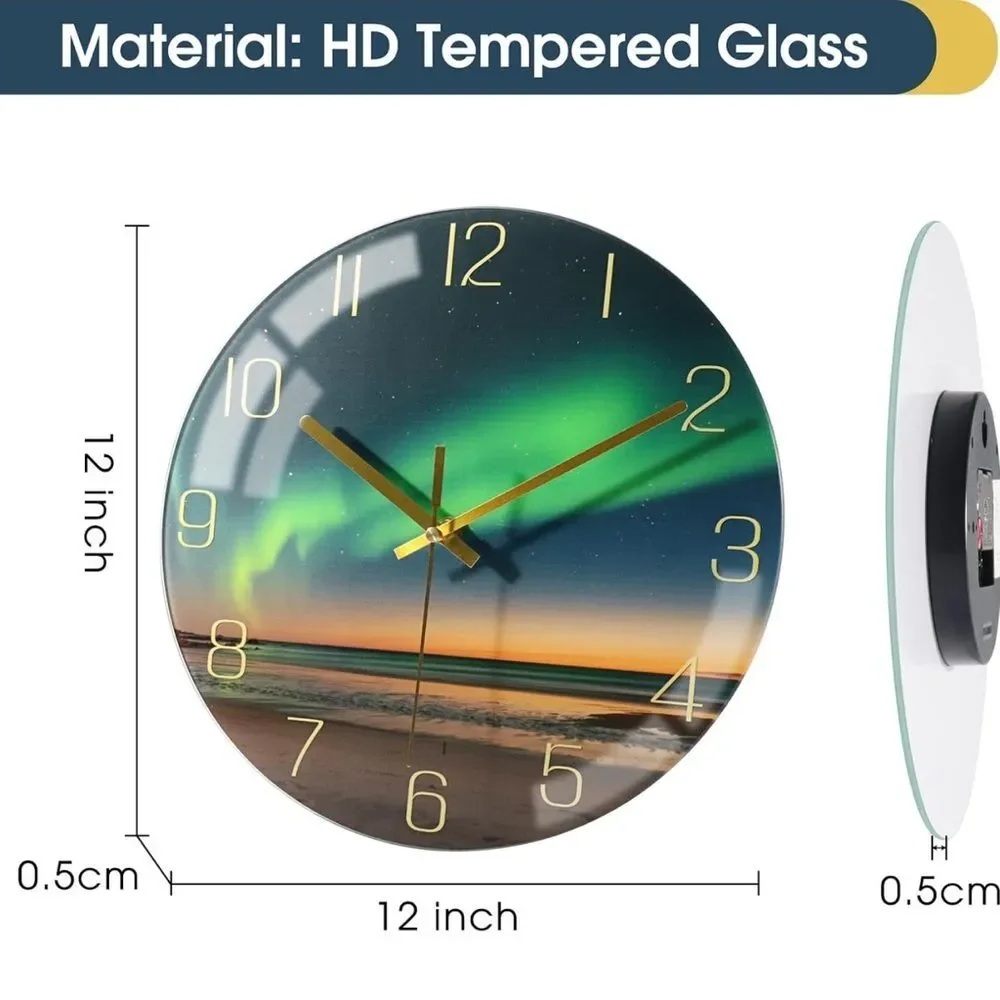 Wonzom 12 in northern lights modern hanging wall clock
